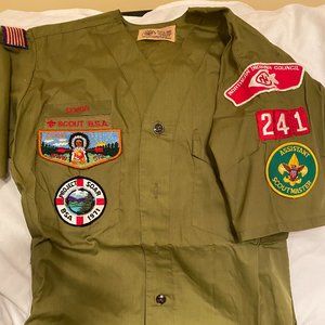 Vintage Boys Scouts Issued Short Sleeve Shirt with patches